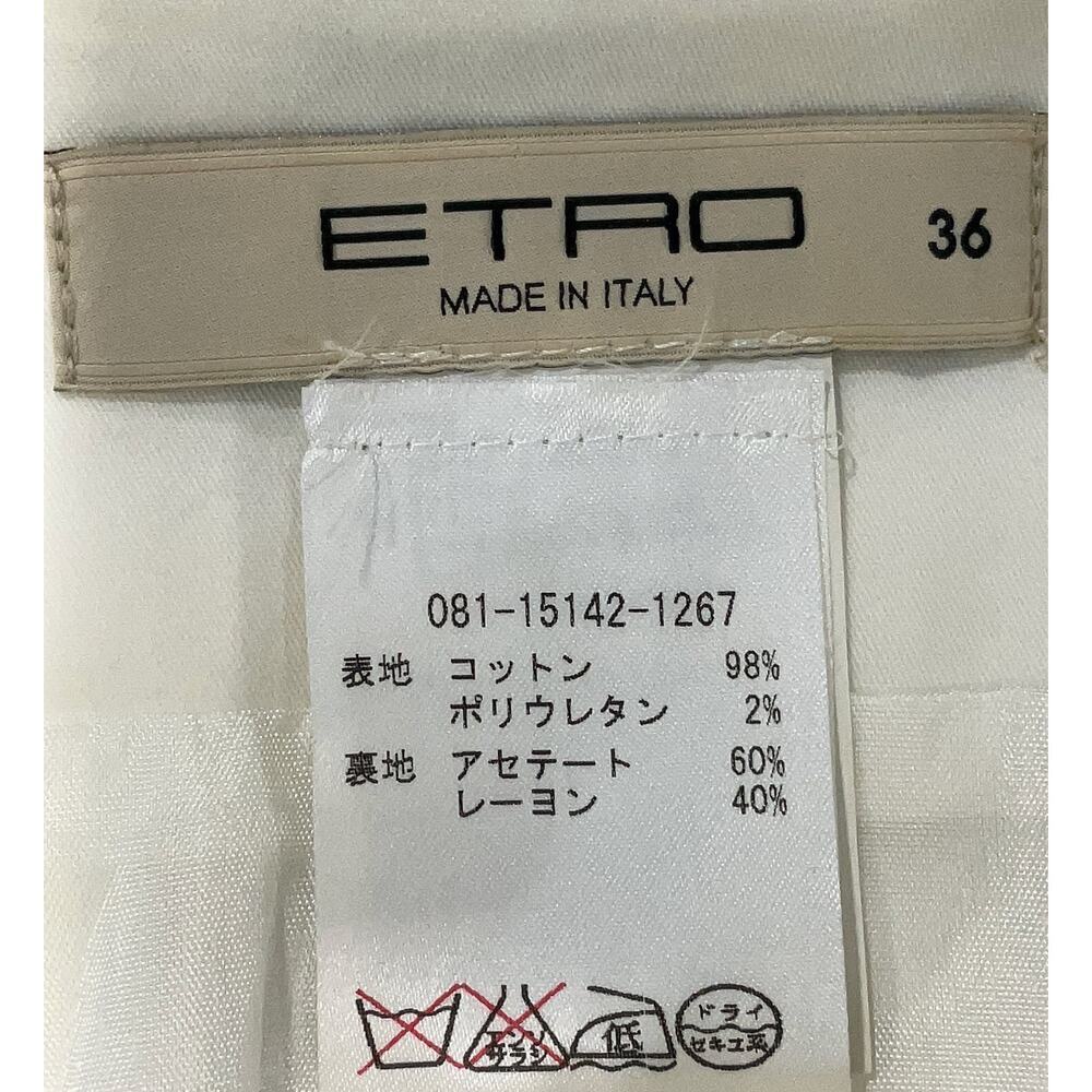 ETRO Italy White A-Line Pleated Skirt Size 36 US 2 Formal Midi Cotton Blend - Picture 4 of 7